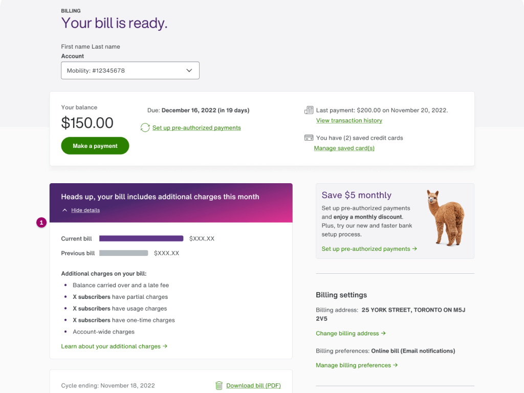 Legacy billing before state